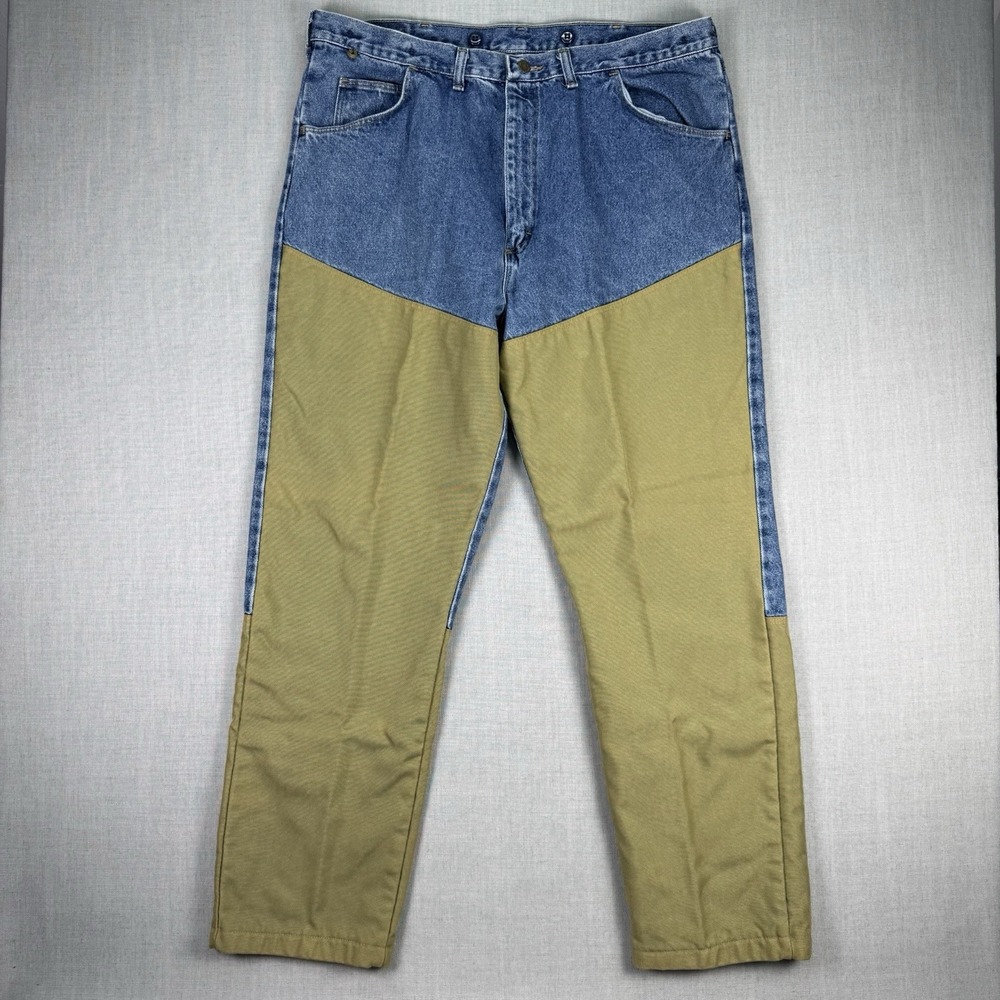 Wrangler Rugged Wear Jeans Mens Size 40x32 Brush Guard Vintage Workwear Made USA